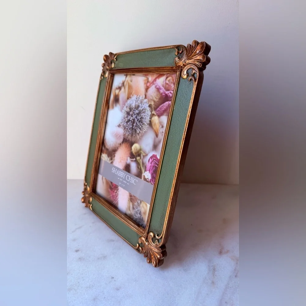 Shabby Chic Green and Gold Ornate Decorative Picture Frame